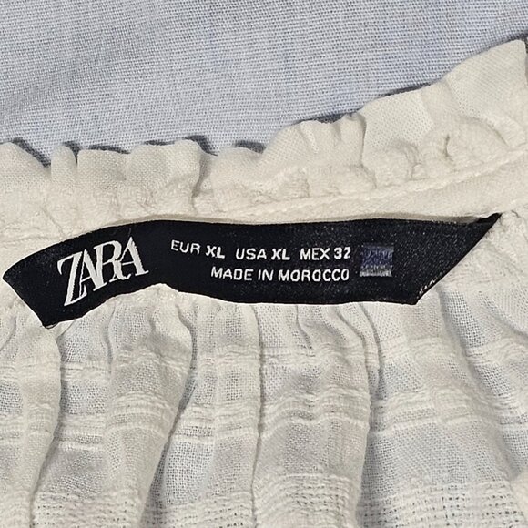 Zara Embroidered Boho Mini Dress Women Size XL White - Picture 4 of 11